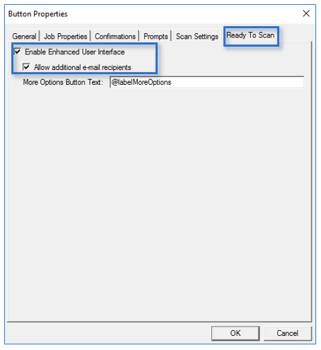 button properties ready to scan dialog box example